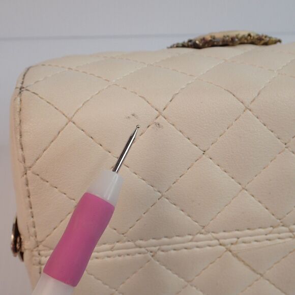 Vintage Quilted Frame Handbag Jeweled Brooch Accent Peoples Republic Of China - Picture 7 of 16